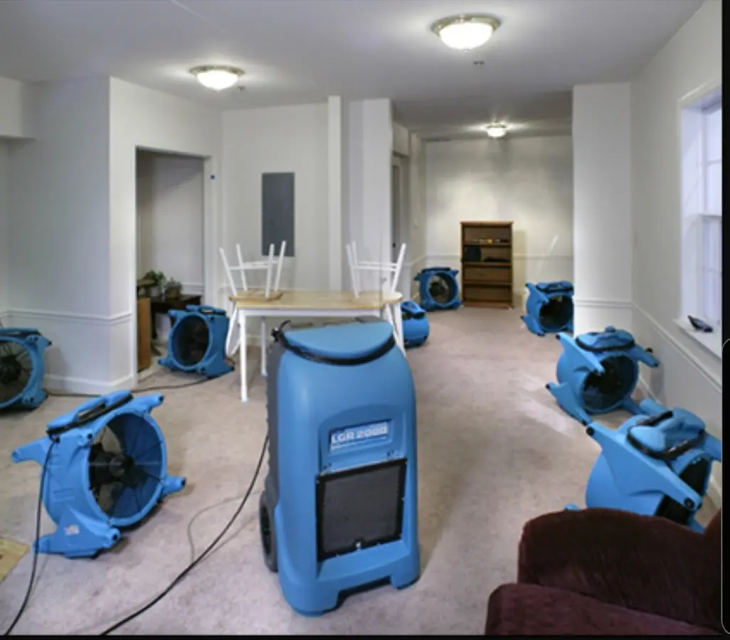 Air movers and dehumidifier setup for Water Extraction & Removal in Malta